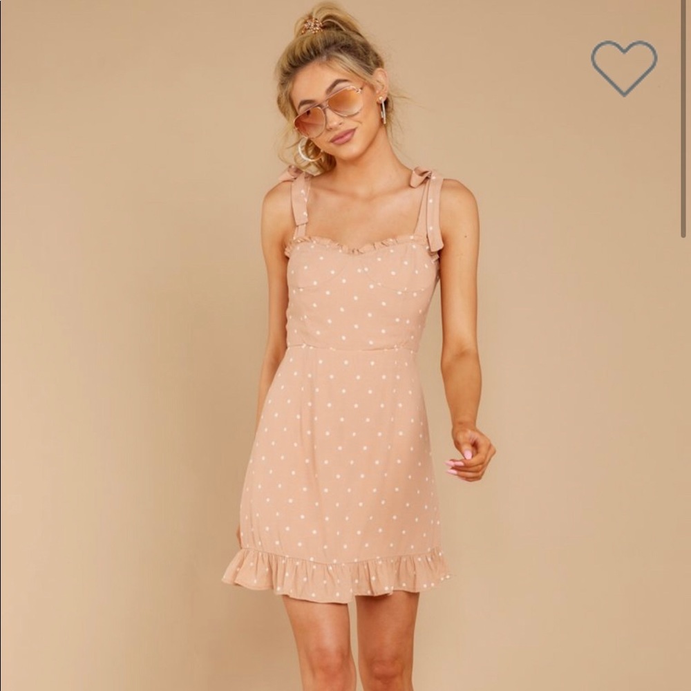 NWT polka dot tan mini dress small